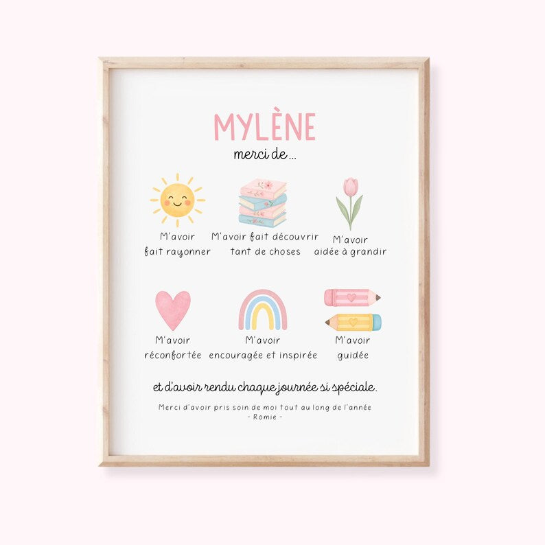 Affiche de remerciement pour enseignant(e)