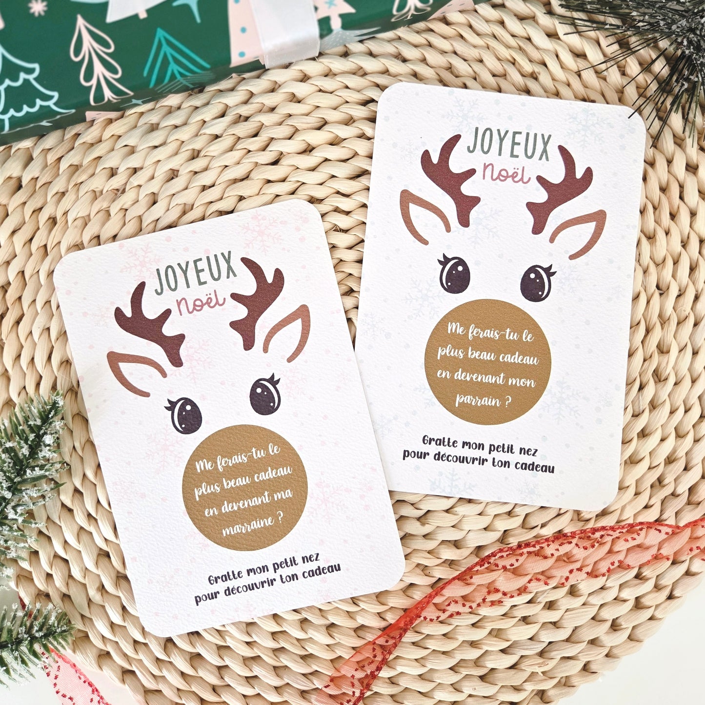 Cartes à gratter parrain / marraine - Édition de Noël