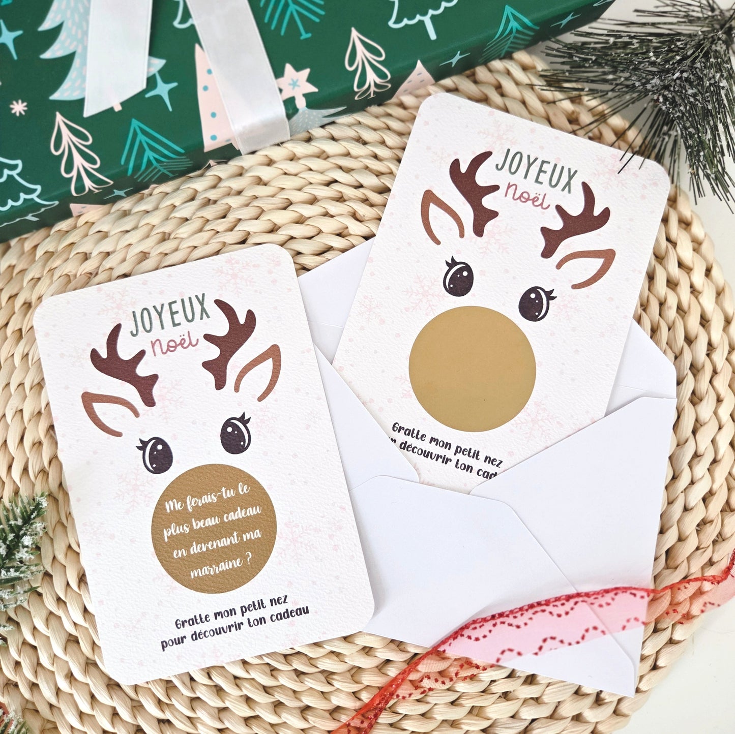 Cartes à gratter parrain / marraine - Édition de Noël