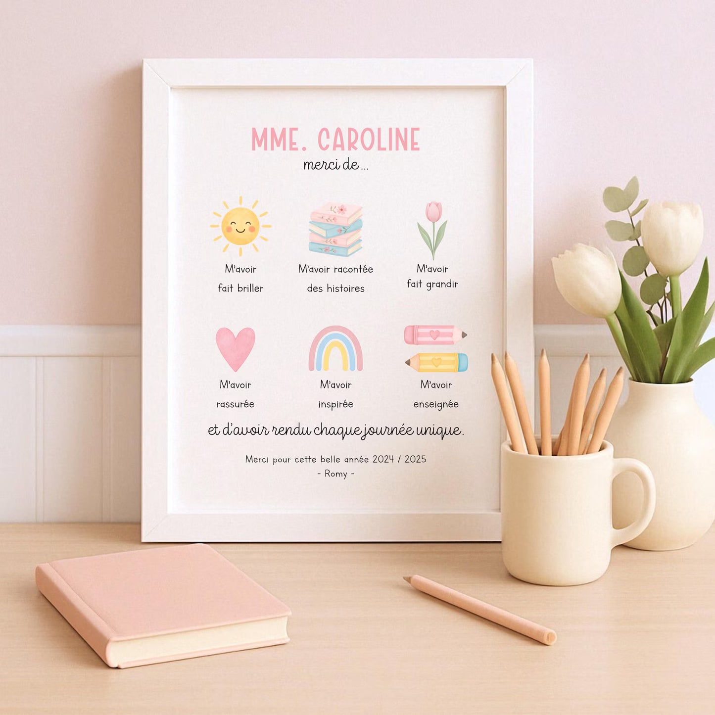 Affiche de remerciement pour enseignant(e)