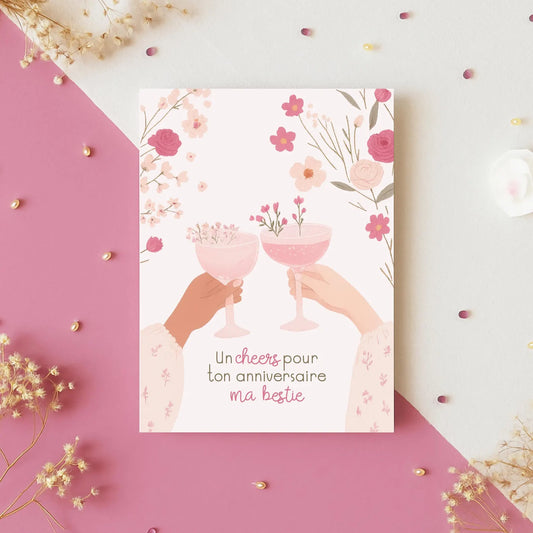 Carte de souhait d'anniversaire bestie