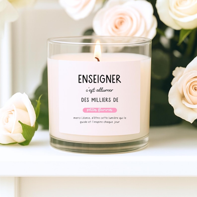 Étiquette chandelle personnalisée - Pour enseignant(e)