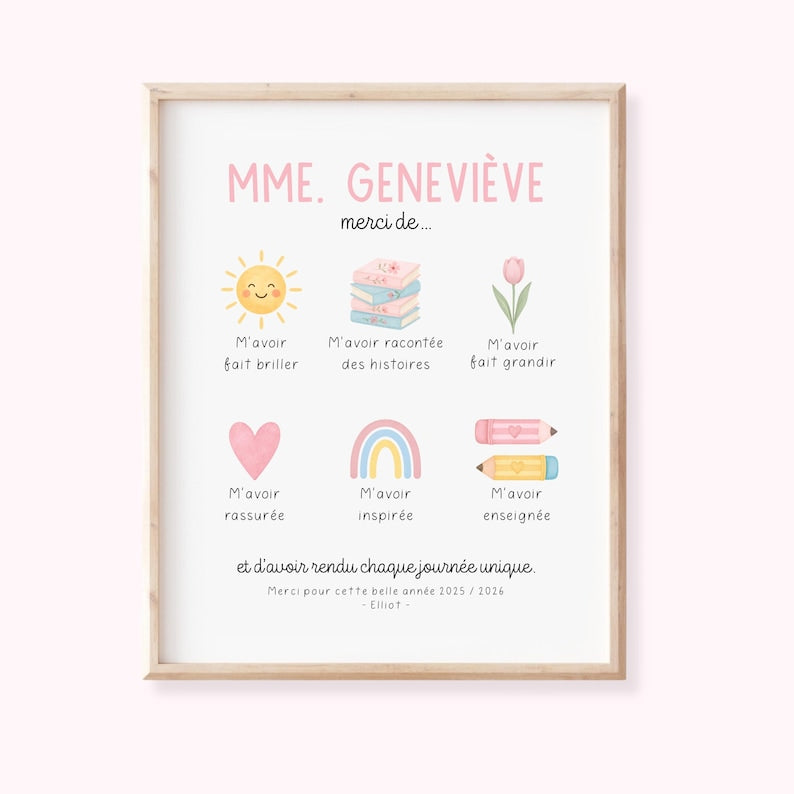 Affiche de remerciement pour enseignant(e)